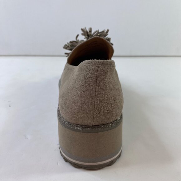 Johnston & Murphy Womens Suede Taupe Tassel Loafers Platform Wedge Size 8.5 - Picture 5 of 8